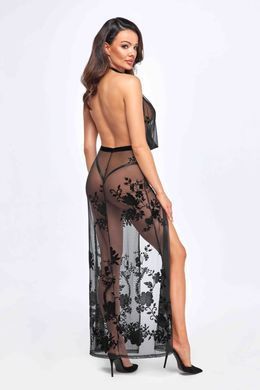 Сукня Noir Handmade F312 Divinity, L, black, прозора, до підлоги, відкрита спина, розріз збоку SX0311 фото