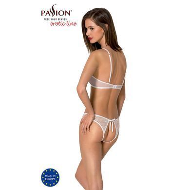 Комплект із бра, трусиків з ажурним декором та відкритим кроком Passion URSULA SET XXL/XXXL, white SO5846 фото