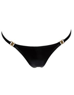 Трусики з мокрим ефектом Noir Handmade P008 Powerwetlook panty with gold clasp, S, на застібках SX0171 фото