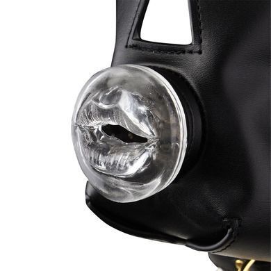 Маска-збруя для мінету з повідцем LOCKINK SEVANDA Blowjob Head Muzzle with Leash, чорна SX0912 фото
