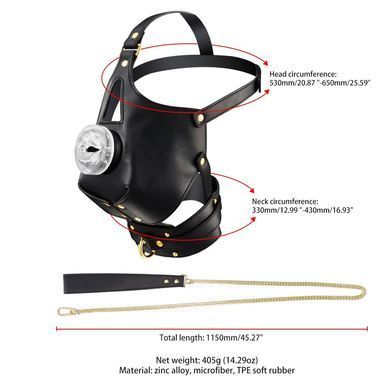Маска-збруя для мінету з повідцем LOCKINK SEVANDA Blowjob Head Muzzle with Leash, чорна SX0912 фото