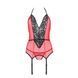 Корсет з пажами для панчіх Passion PEONIA CORSET L/XL red, стрінги SO8463 фото 4