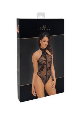 Боді Noir Handmade F314 Ego, M, black, сітка, халтер, високі вирізи, блискавка по всій довжині SX0322 фото