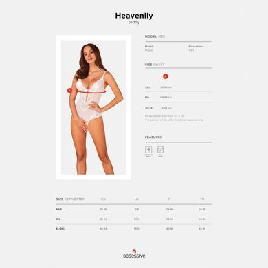 Еротичне напівпрозоре боді Obsessive Heavenlly crotchless teddy XL/2XL, з доступом SO8168 фото