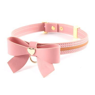 Нашийник з повідцем LOCKINK SEVANDA Love Heart Butterfly Leather Collar Set, рожевий, з бантом SX0864 фото