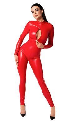 Комбінезон Noir Handmade F353 Red powerwetlook overall - 3XL SX2013 фото