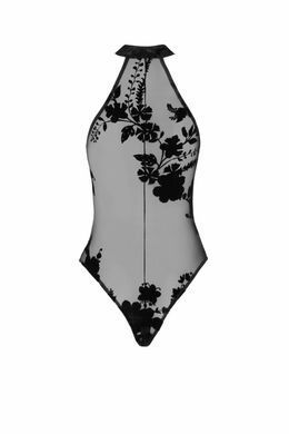 Боді Noir Handmade F314 Ego, XL, black, сітка, халтер, високі вирізи, блискавка по всій довжині SX0324 фото