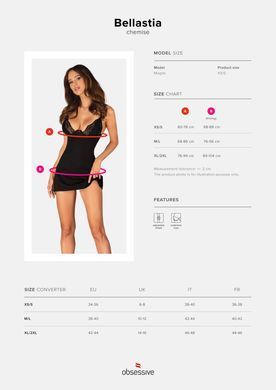 Сорочка Obsessive Bellastia chemise & thong M/L SX1129 фото
