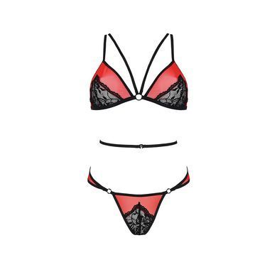 Комплект білизни Passion PEONIA SET L/XL red, бра, трусики SO8466 фото