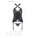 Сітчастий комплект з візерунком Passion HIMA CORSET L/XL black корсет з халтером, підв'язки, трусики SO5349 фото 7