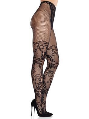 Колготки Leg Avenue Dahlia Lace Tights with Net Thigh Detail One Size SX2747 фото