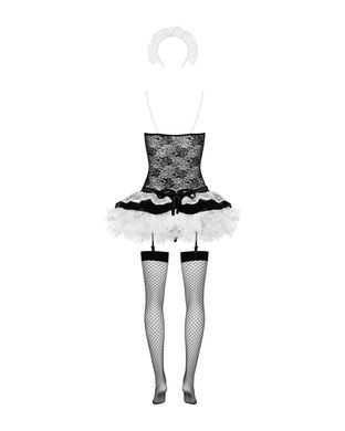 Еротичний костюм покоївки зі спідницею Obsessive Housemaid 5 pcs costume L/XL, чорно-білий, топ з пі SO7279 фото