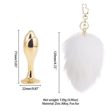 Металева анальна пробка &mdash; кролячий хвіст LOCKINK SEVANDA White Bunny-Tail Anal Rose-shape Plug SX0867 фото