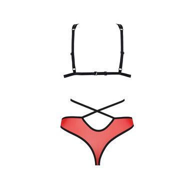 Комплект білизни Passion PEONIA SET XXL/XXXL red, бра, трусики SO8468 фото