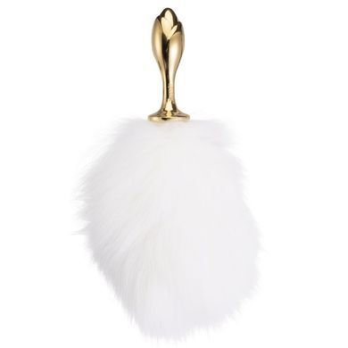 Металева анальна пробка &mdash; кролячий хвіст LOCKINK SEVANDA White Bunny-Tail Anal Rose-shape Plug SX0867 фото