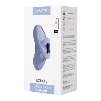 Смарт-вібратор для клітора Svakom Echo 2 Sky Blue, підігрів до 38 &deg;C, знімна насадка на палець SX2448 фото