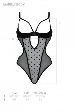 Еротичне боді Passion MARINA BODY, S/M, black, з відкритими чашками SO9718 фото