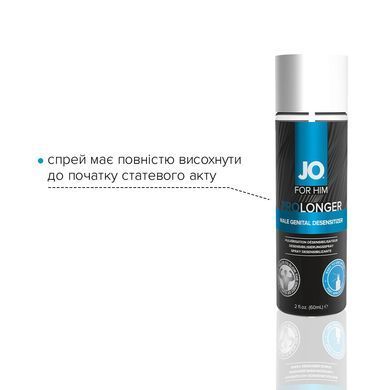 Пролонгувальний спрей JO Prolonger Spray with Benzocaine (60 мл) не містить мінеральних масел SO1832 фото