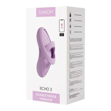 Смарт-вібратор для клітора Svakom Echo 2 Pink Lilac, підігрів до 38 &deg;C, знімна насадка на палець SX2449 фото