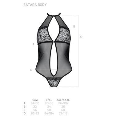Сітчасте боді з мереживом на грудях Passion SATARA BODY L/XL black SO8469 фото