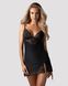 Пеньюар Obsessive Lobellis chemise & thong, XL/2XL, чорний, мереживне оздоблення, стрінги в комплекті SX1022 фото 6