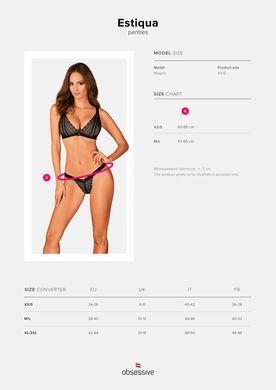 Мереживні трусики із заниженою талією Obsessive Estiqua panties XS/S, black SO7705 фото