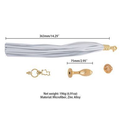 Анальна пробка з флогером LOCKINK SEVANDA White Pony-Tail Anal Pear-shape Plug SX0869 фото