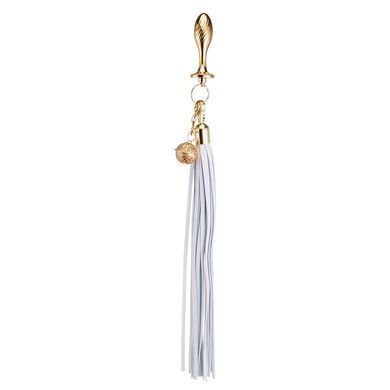 Анальна пробка з флогером LOCKINK SEVANDA White Pony-Tail Anal Pear-shape Plug SX0869 фото