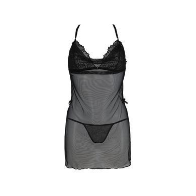 Сорочка Passion DELIENA CHEMISE XXL/XXXL black, стрінги із заниженою талією SO8420 фото