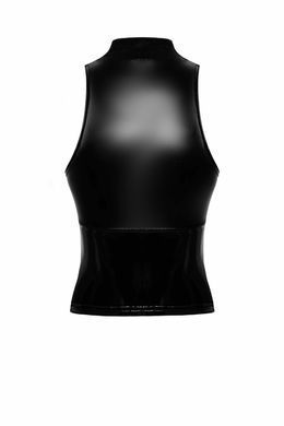Топ Noir Handmade F324 Glam, XXL, black, халтер, на блискавці, вінілові вставки, комір-стійка SX0379 фото
