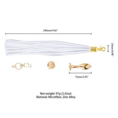Анальна пробка з флогером LOCKINK SEVANDA White Pony-Tail Anal Rose-shape Plug SX0870 фото