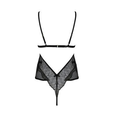 Боді Passion AMBERLY BODY 4XL/5XL black, асиметричний крій, мереживний ліф, золота нитка SO7049 фото
