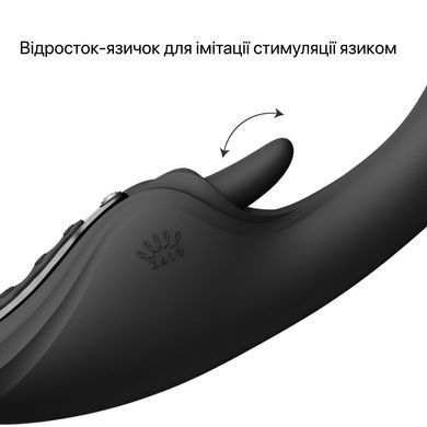 Смарт-вібратор Zalo Ares Obsidian Black, підігрів, 3 мотори, язичок для клітора, стимуляція точки G SX2694 фото