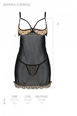 Еротичний пеньюар Passion MARINA CHEMISE, S/M, beige SO9721 фото