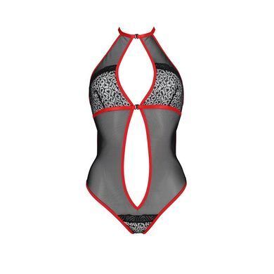Сітчасте боді з мереживом на грудях Passion SATARA BODY L/XL red SO8472 фото