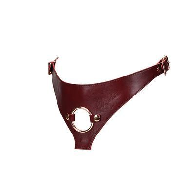 Шкіряні трусики для страпона Liebe Seele Wine Red Strap on Harness, універсальний розмір SO9464 фото