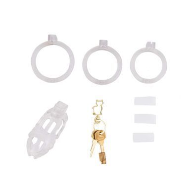 Клітка для пеніса LOCKINK SEVANDA Plastic Penis Chastity Cage, прозора, 3 кільця різних розмірів SX0871 фото