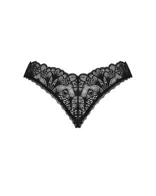 Мереживні стрінги Obsessive Donna Dream crotchless thong XL/2XL Black, відкритий доступ SO8644 фото