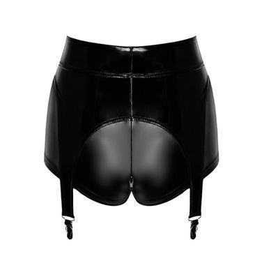 Шортики Noir Handmade F325 Glam, S, black, вініл, висока талія, кріплення для панчіх, з доступом SX0381 фото