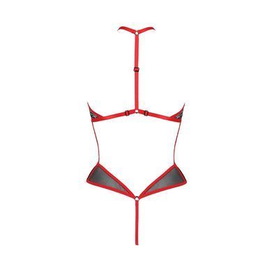 Сітчасте боді з мереживом на грудях Passion SATARA BODY S/M red SO8473 фото