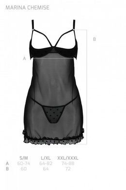 Еротичний пеньюар Passion MARINA CHEMISE, L/XL, black SO9723 фото