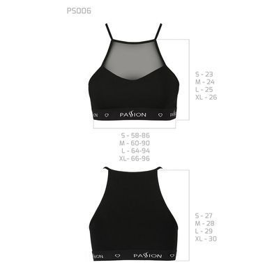 Спортивний топ з прозорою вставкою Passion PS006 TOP M, black SO4240 фото