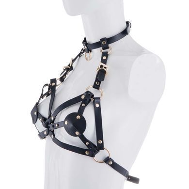 Портупея на грудь LOCKINK SEVANDA Queen Chest Harness with Removable Bra, чорна, зі знімними пестис SX0873 фото
