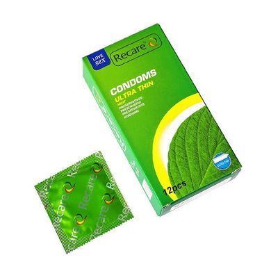 Презервативи Ultra Thin Mint Condoms Recare 12 шт, ультратонкі, аромат: м'ята SX3326 фото
