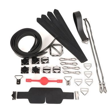 БДСМ-набір LOCKINK Bondage & Restraint Set, чорний, натуральна шкіра, фіксатори, маска, кляп SX0823 фото