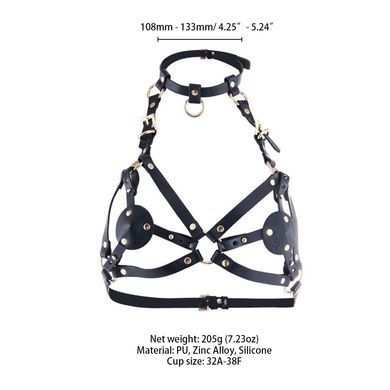 Портупея на грудь LOCKINK SEVANDA Queen Chest Harness with Removable Bra, чорна, зі знімними пестис SX0873 фото