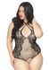 Тедді з відкритим доступом Leg Avenue Net lace crotchless teddy 1X&ndash;2X Black, шнурівка на спині SO8609 фото 3