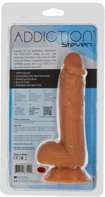 Фалоімітатор ADDICTION Steven 7.5" Silicone Dong Caramel, віброкуля в подарунок SX3155 фото