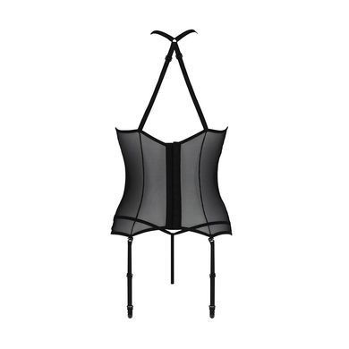 Корсет з пажами Passion SATARA CORSET L/XL black, стрінги, мереживо, застібки спереду та ззаду SO8475 фото