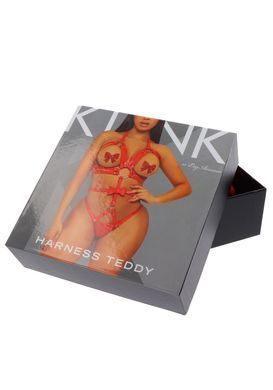 Портупея-тедді з ременів Leg Avenue Studded O-ring harness teddy M Red, екошкіра SO8561 фото